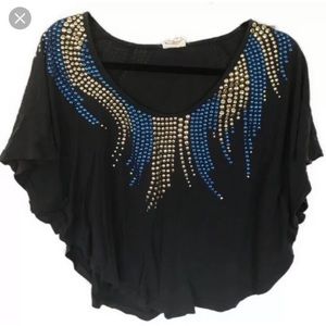 Free People Studded Batwing Blouse S